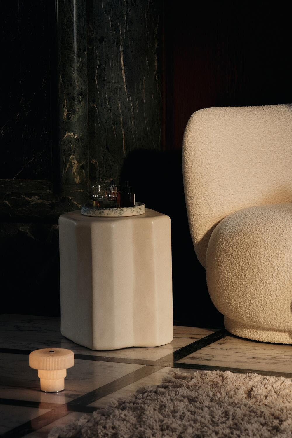 Ripple trådløs lampe, H10 cm- White